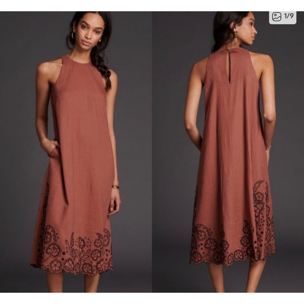 Maeve by Anthropologie Daphne Embroidered Midi Dress | Size Small S